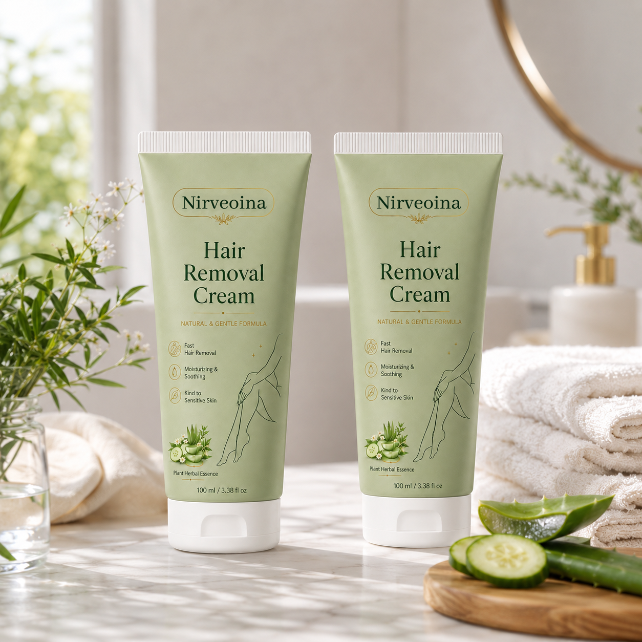 Nirveoina™ Natural Gentle Hair Removal Cream | For Women & Men, Sensitive Skin