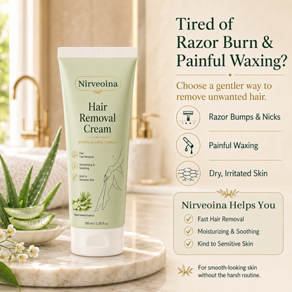 Nirveoina™ Natural Gentle Hair Removal Cream | For Women & Men, Sensitive Skin