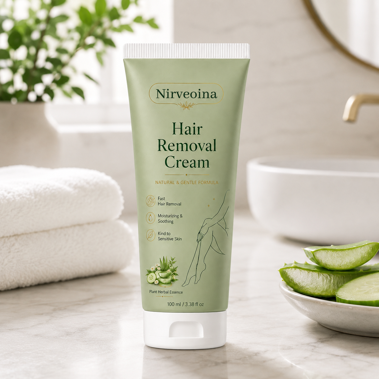 Nirveoina™ Natural Gentle Hair Removal Cream | For Women & Men, Sensitive Skin