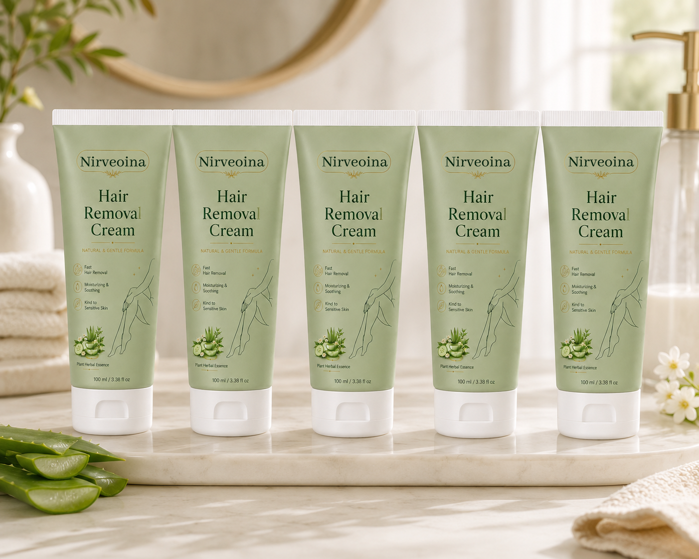 Nirveoina™ Natural Gentle Hair Removal Cream | For Women & Men, Sensitive Skin