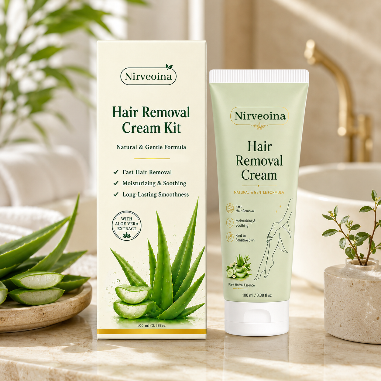 Nirveoina™ Natural Gentle Hair Removal Cream | For Women & Men, Sensitive Skin